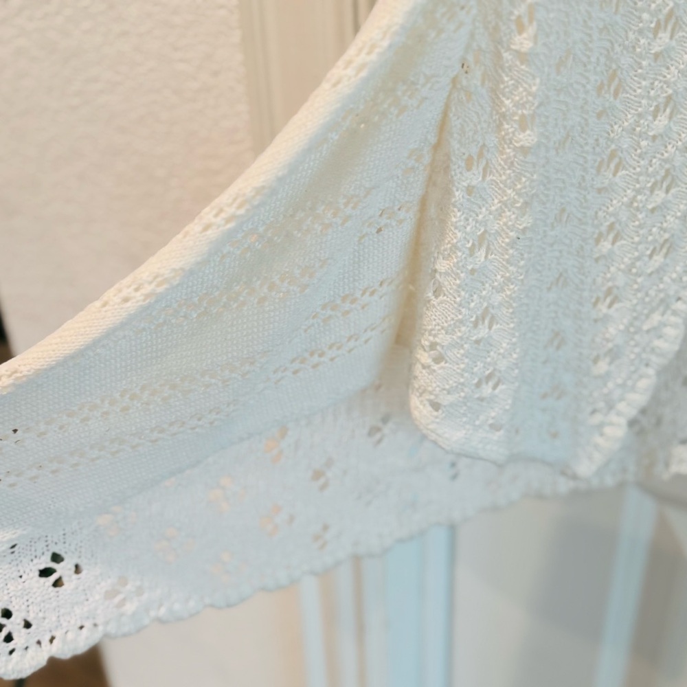 Christopher & Banks Ivory Open Front Crochet Knit Duster Vest Cardigan NWT L - Picture 9 of 12